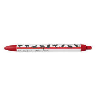 Cute Red Black and White Custom Name for Cat Lover Ink Pen