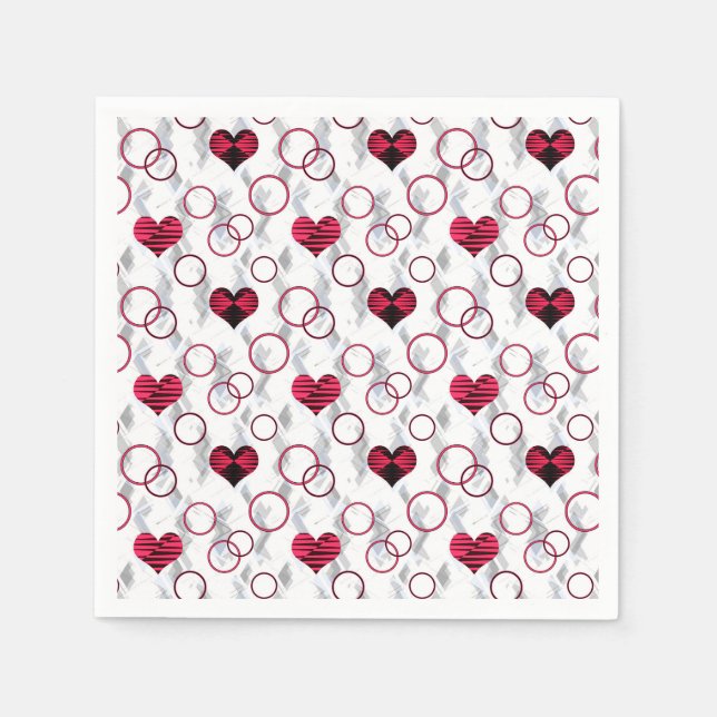 Cute red black hearts napkin (Front)