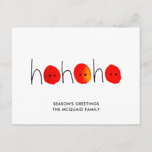 Cute Red & Black Ho Ho Ho Hand-painted Christmas Holiday Postcard