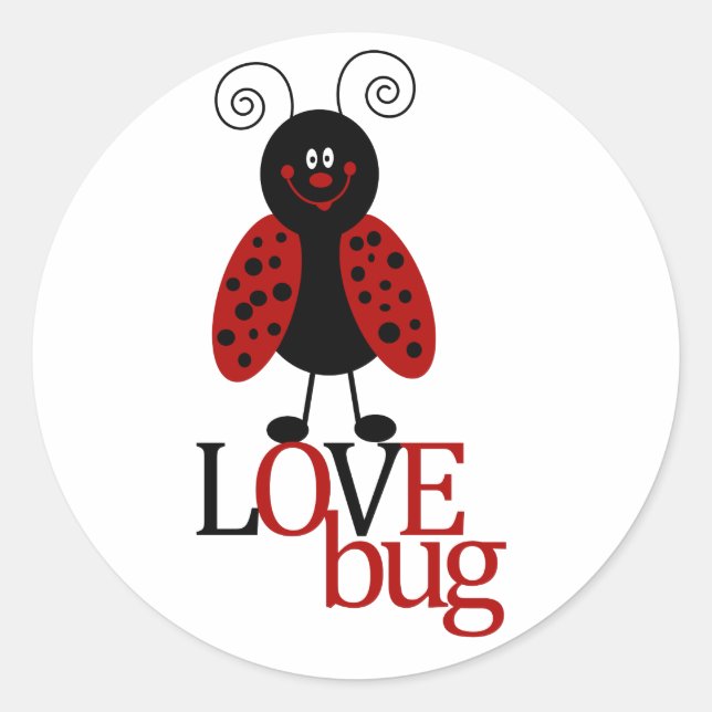 Cute Red & Black Ladybug "LOVE BUG" stickers (Front)
