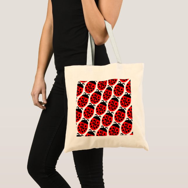 Cute Red Black Ladybug Tote Bag (Front (Product))
