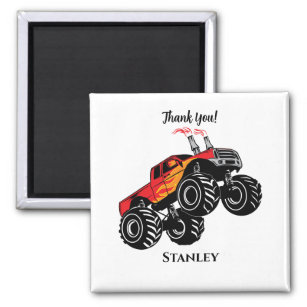 Cute Red Black Name Monster Truck Thank You Magnet
