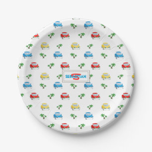 Cute Red, Blue and Yellow Cars Kids Cartoon Paper Plate