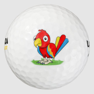cute red blue parrot golf ball