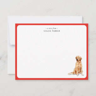 Cute Red Border Golden Retrie Christmas Thank you  Card