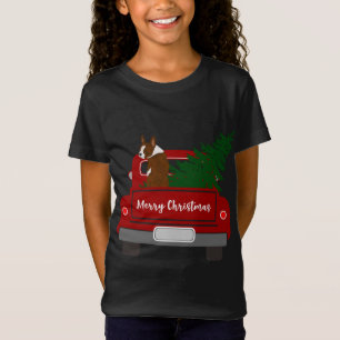 Cute Red Boston Terrier - retro Christmas T-Shirt