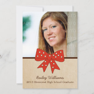 Cute Red Bow Graduation Invite