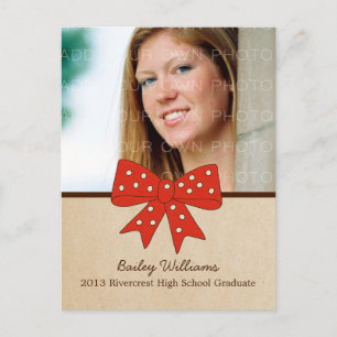 Cute Red Bow Graduation Postcard