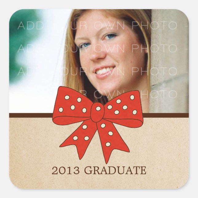 Cute Red Bow Graduation Stickers (Front)