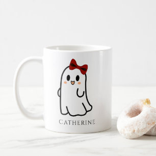 Cute Red Bow Halloween Ghost Girly  Coffee Mug