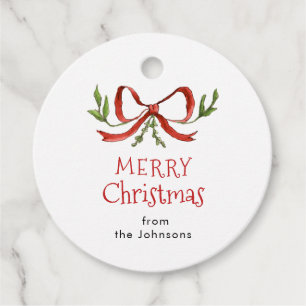 Cute Red bow Merry Christmas  Favour Tags