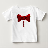 Cute Red Bow Tie And Buttons T Shirt