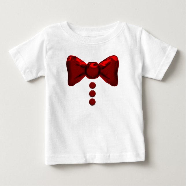 Cute Red Bow Tie And Buttons T Shirt (Front)