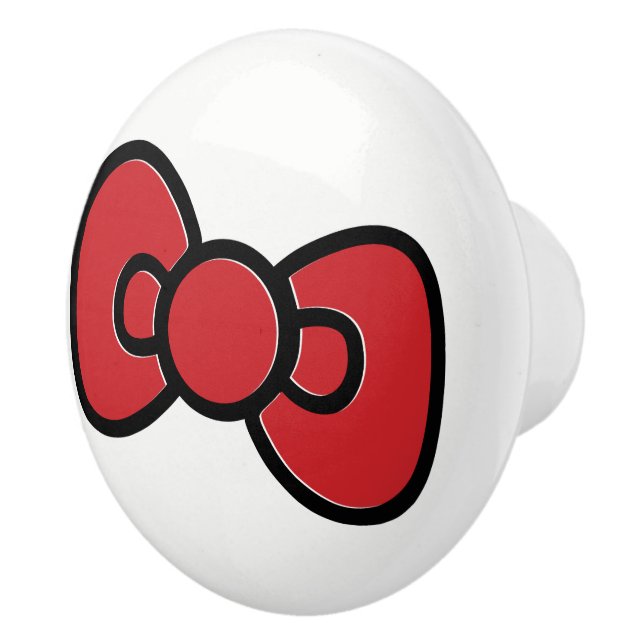 Cute Red Bow Whimsical  Ceramic Knob (Right)