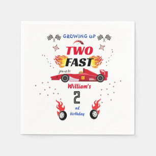 cute red boy cars Race Car two fast 2nd birthday Napkin