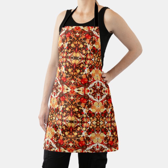 Cute red brown orange abstract stones apron (Insitu)