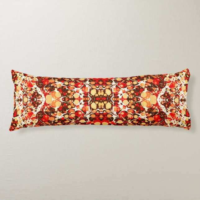 Cute red brown orange abstract stones body cushion (Front)