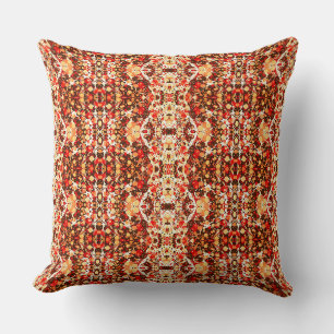 Cute red brown orange abstract stones cushion