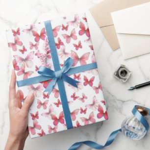 Cute Red Butterflies Pattern wrapping paper