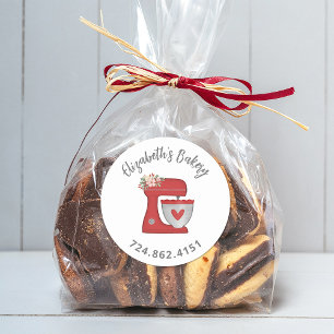 Cute Red Cake Mixer Baked With Love Classic Round Sticker