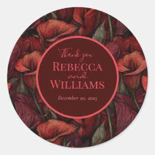 Cute Red Calla Lilies Fantasy Minimalist Wedding Classic Round Sticker
