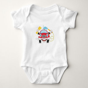 Cute Red Car Illustration - Adorable Baby Vehicle Bodysuit