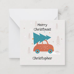 Cute red car Monogram pastel red and blue for kids Card
