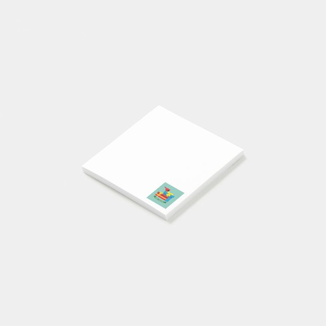 Cute Red Cardinal Opening A Blue Gift Post-it Notes (Angled)