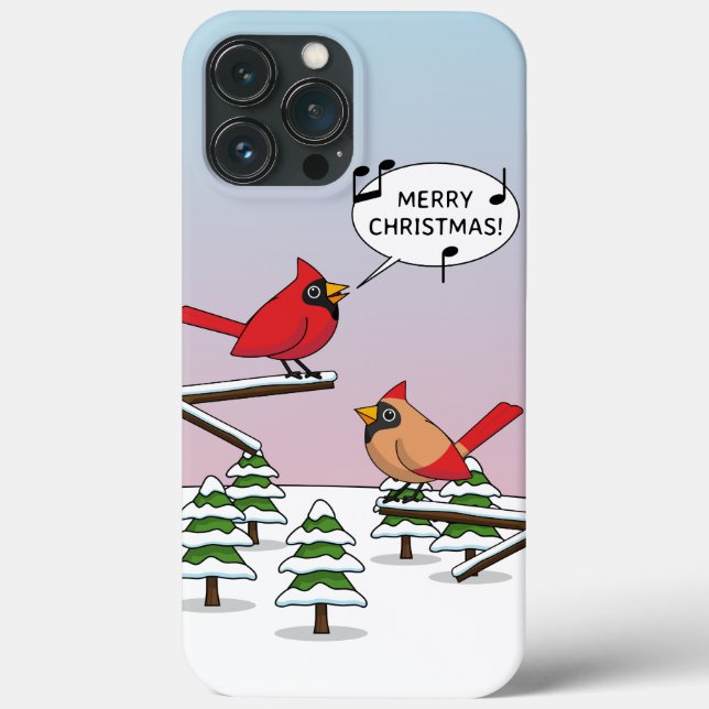Cute Red Cardinal Singing Merry Christmas Case-Mate iPhone Case (Back)