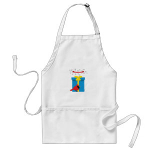 Cute Red Cardinal With Blue Gift Standard Apron