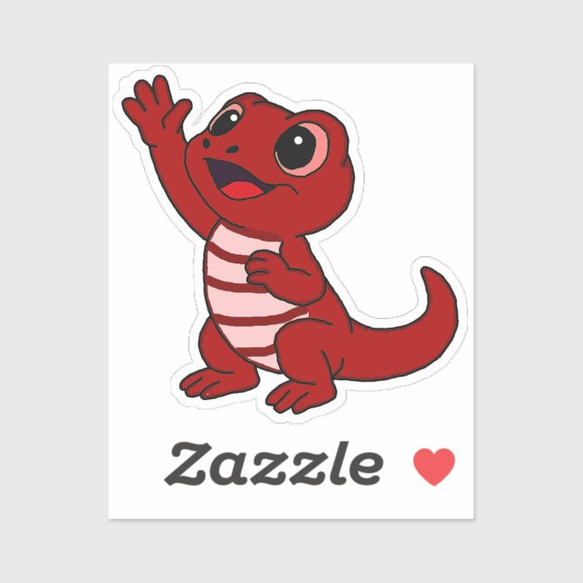 Cute Red Cartoon Lizard for Water Bottle (Sheet)