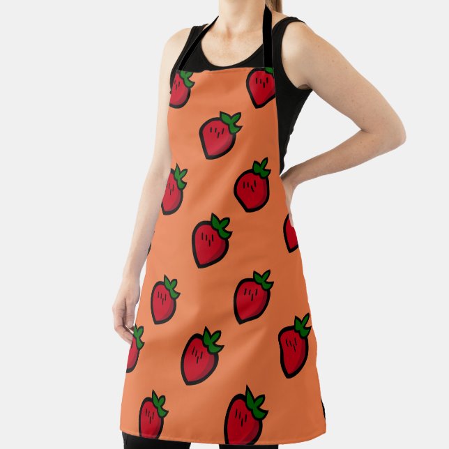Cute Red Cartoon Strawberries for Vegetarians Apron (Insitu)