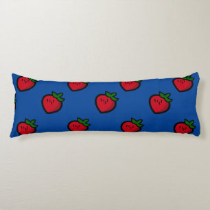 Cute Red Cartoon Strawberries for Vegetarians Body Cushion