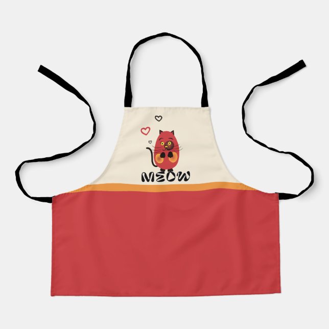 Cute red cat apron (Front)