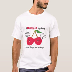 Cute Red Cherry Kawaii Twins Birthday T-Shirt
