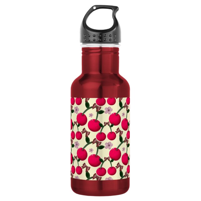 Cute red cherry pattern  532 ml water bottle (Front)