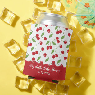 Cute Red Cherry Pattern Baby Shower Can Cooler