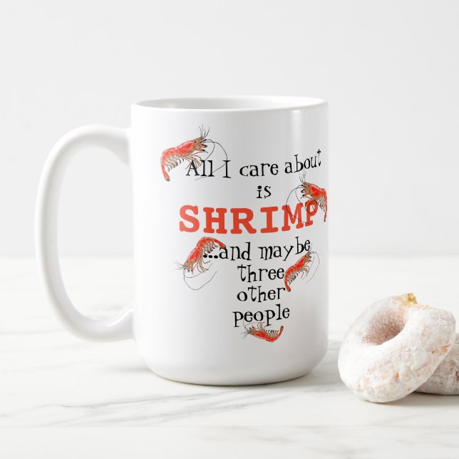 Cute Red Cherry Shrimp Aquarium Pet Lover Unique Coffee Mug (With Donut)