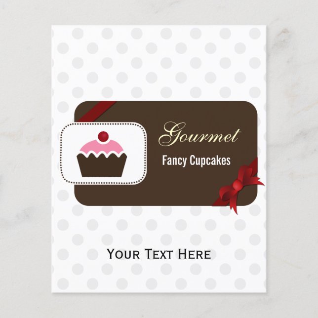 cute red Chic Cupcake Business Flyers (Front)