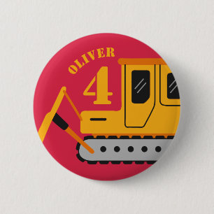 Cute Red Children's Construction Birthday 6 Cm Round Badge