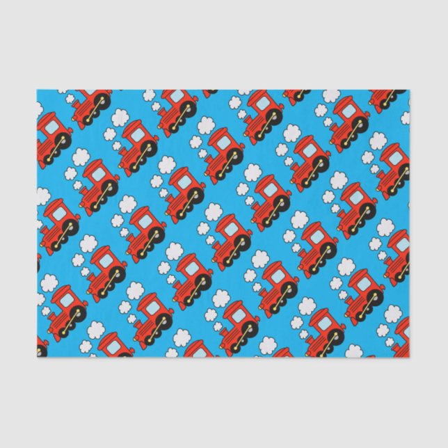 Cute red choo choo train kid's Birthday gift Tissue Paper (Front)