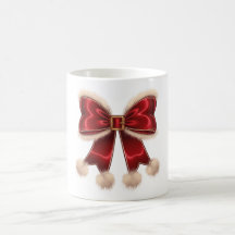 Cute Red Christmas Coquette Bow Christmas Mug