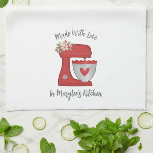 Cute Red Christmas Floral Bakery Cake Mixer Tea Towel