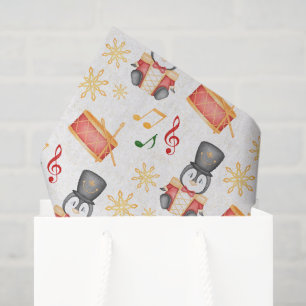 Cute Red Christmas Nutcracker Penguin Tissue Paper