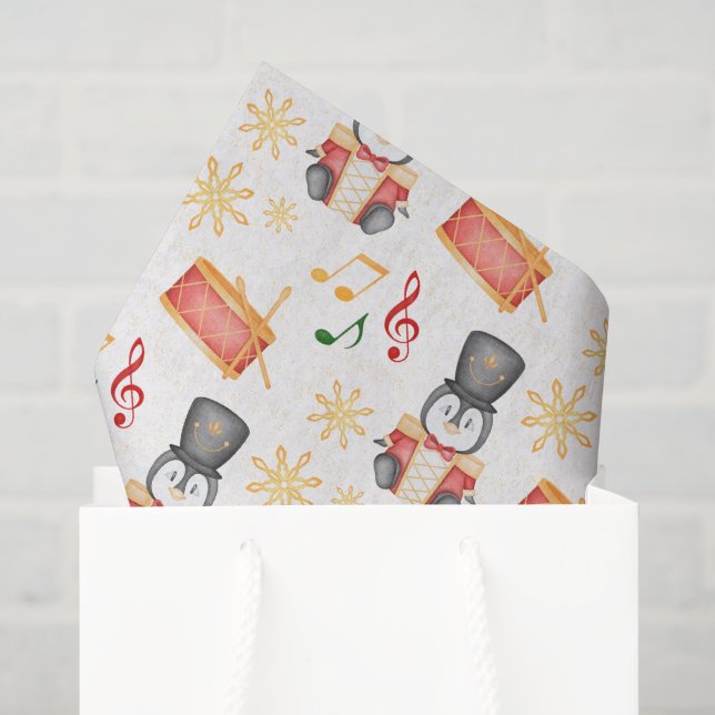 Cute Red Christmas Nutcracker Penguin Tissue Paper (Gift Bag)