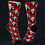 Cute Red Christmas Panda Bear in Santa Hat Socks<br><div class="desc">Cute holiday animals are my favourite part of Christmas. A beautiful panda bear wearing a red Santa hat and looking happy on fun,  festive red socks with a pandas pattern.</div>