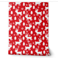 Cute Red Christmas Reindeer Pattern Kids Nursery