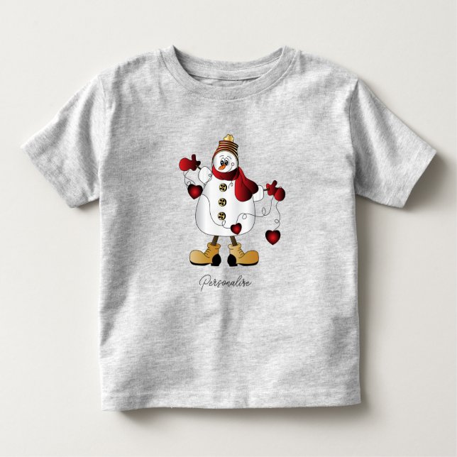 Cute Red Christmas Snowman   Toddler T-Shirt (Front)