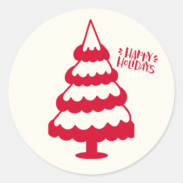 Cute Red Christmas Tree Stickers (Front)