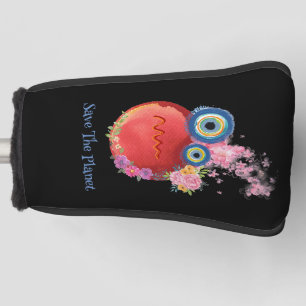 Cute Red Colourful Save the Planet Collection Golf Head Cover